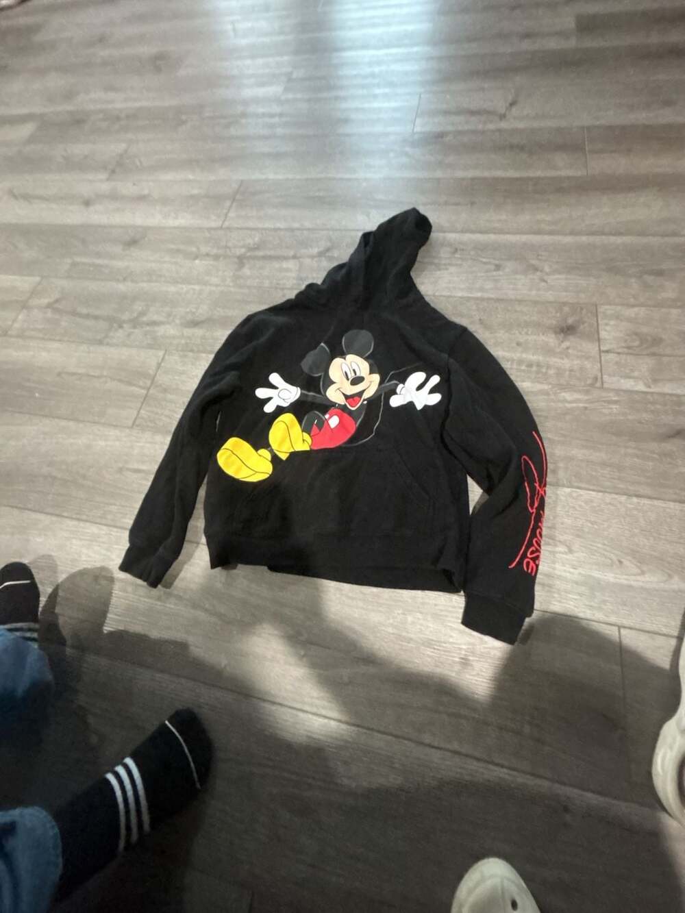 Disney Mickey Mouse Hoodie Size XL 14/16 Black Graphic Pullover